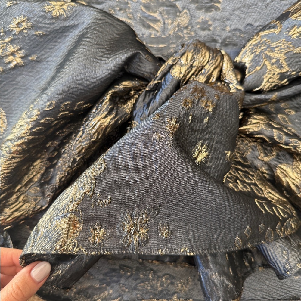 JOVANI Ruffled Accent Mermaid Evening Gown Gray and Gold with custom bolero - Picture 11 of 14